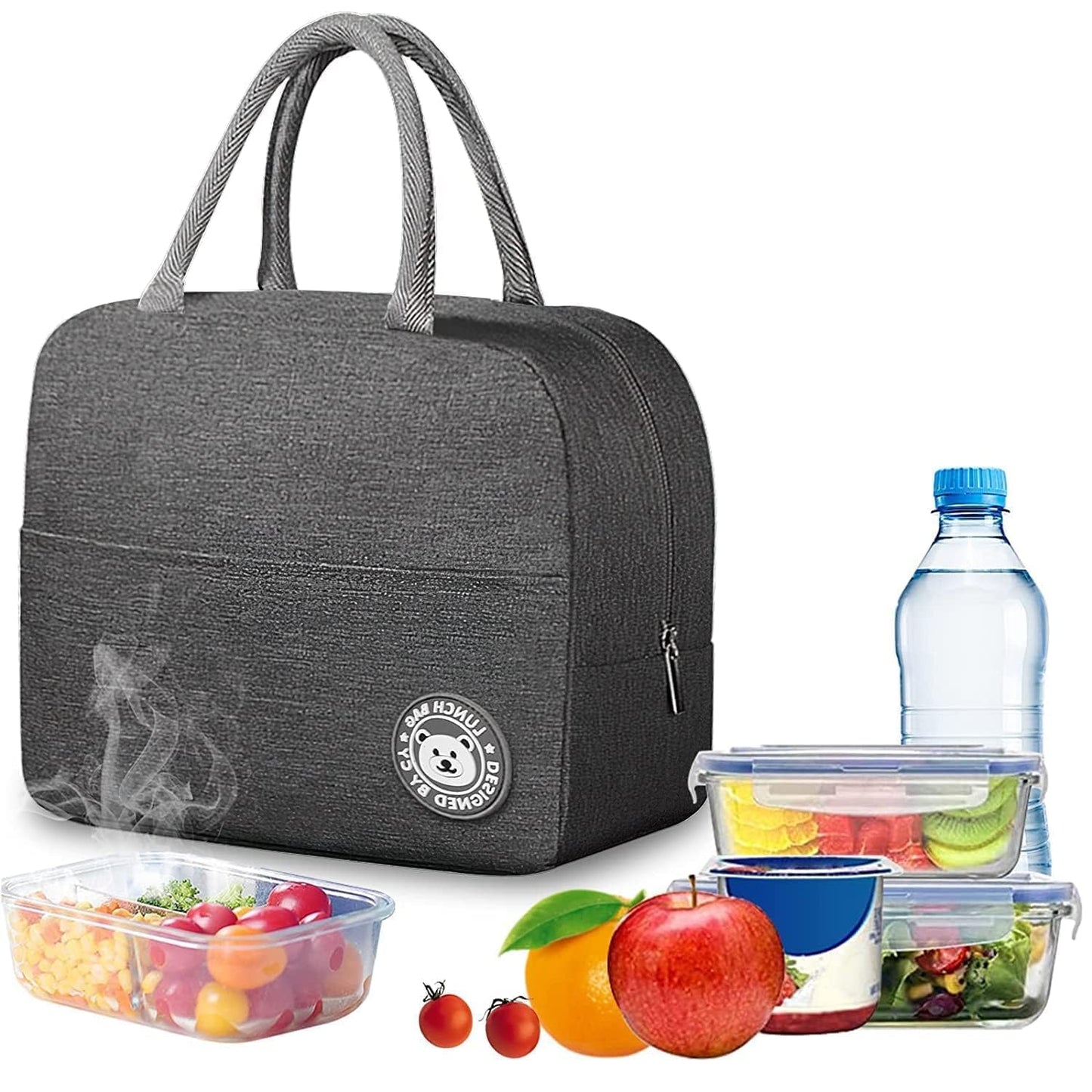 JAMPS Milton Insulated Lunch Bag, Waterproof Leakproof Design, BPA-Free Aluminium Foil Lining (Grey+Blue)