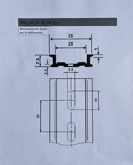 JAMPS 20 Pieces 5" DIN Rail Slotted MS 5 Inches Long 35mm Wide 7.5mm High