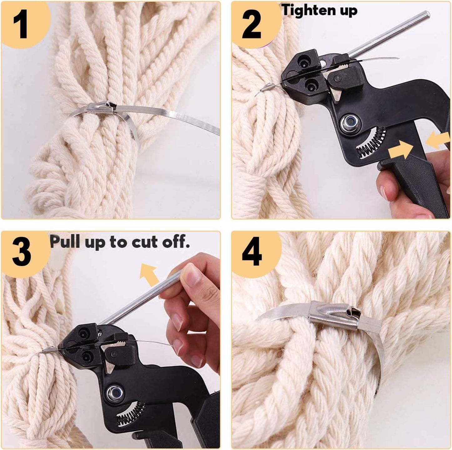 SS Cable Tie Gun Tool Kit, Adjustable Tensioning and Cutting Tool