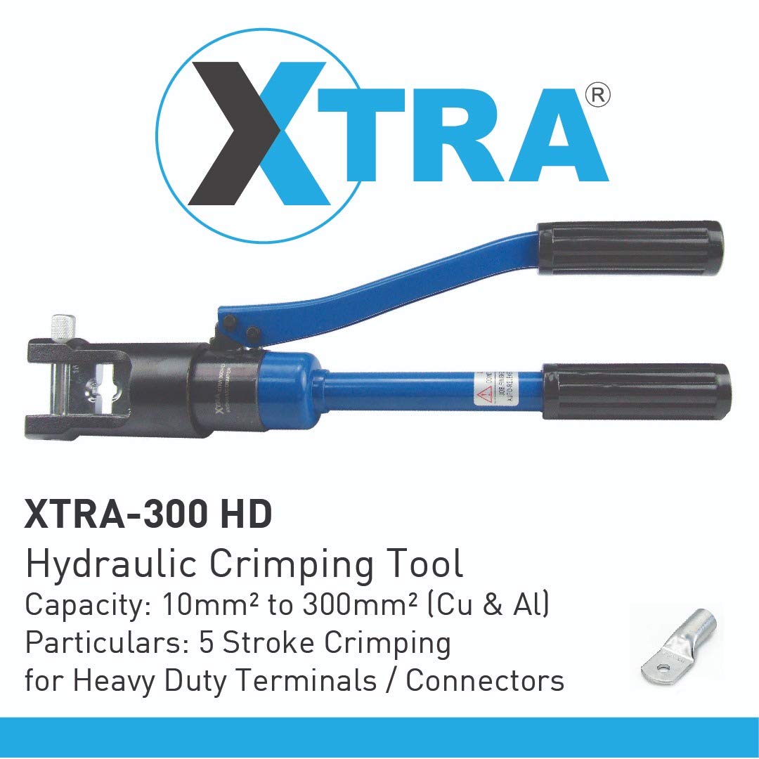 XTRA 300-HD 12 Ton Hydraulic Cable Crimping Plier Tool Kit (10-300 mm)