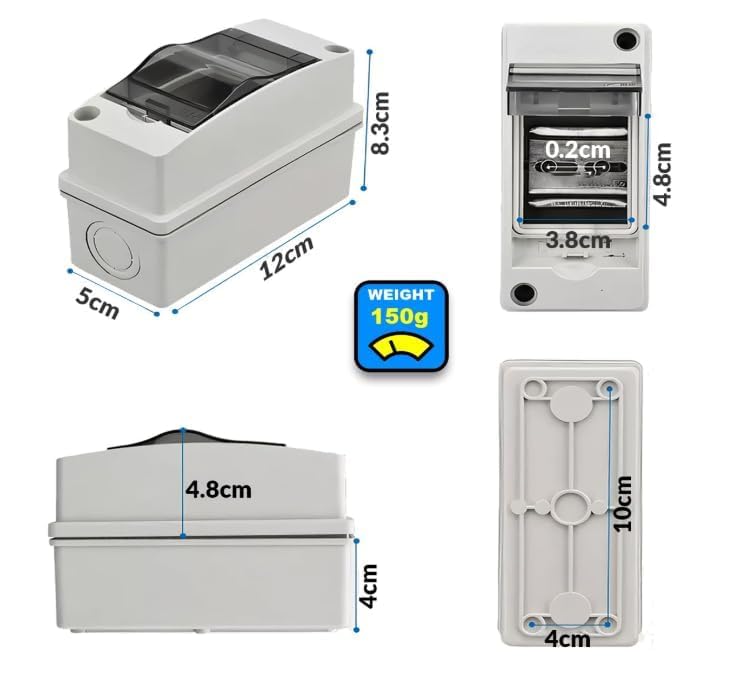 2 Pole Pvc MCB box with Cover Weatherproof IP65 Rated Heavy Quality