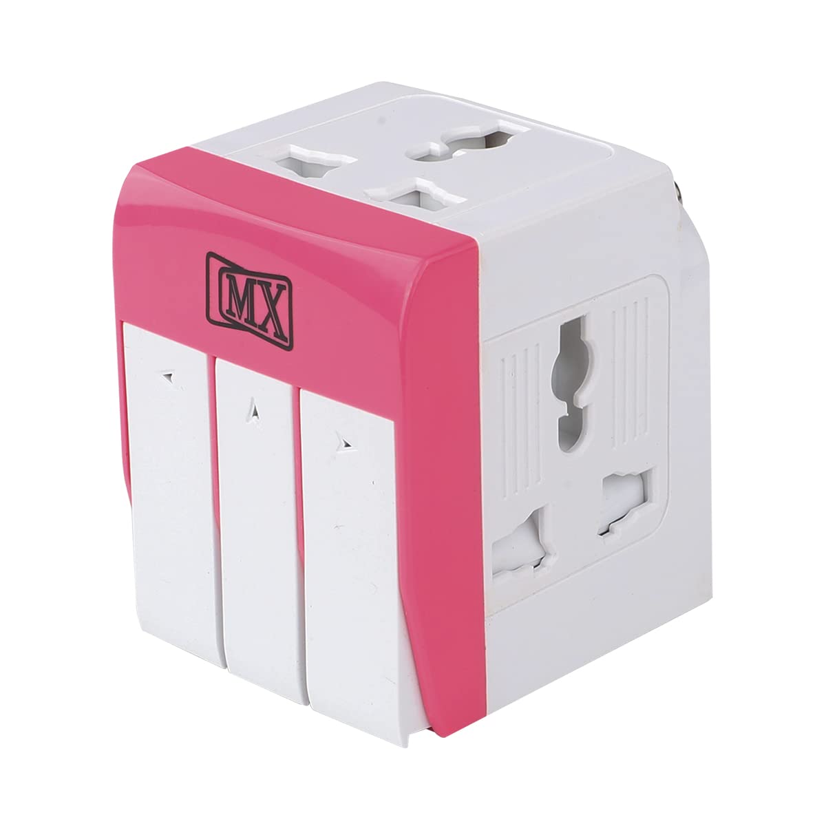 MX -4006 3 PIN 3 Way Universal Multi Plug with Individual Switch (Multicolour)
