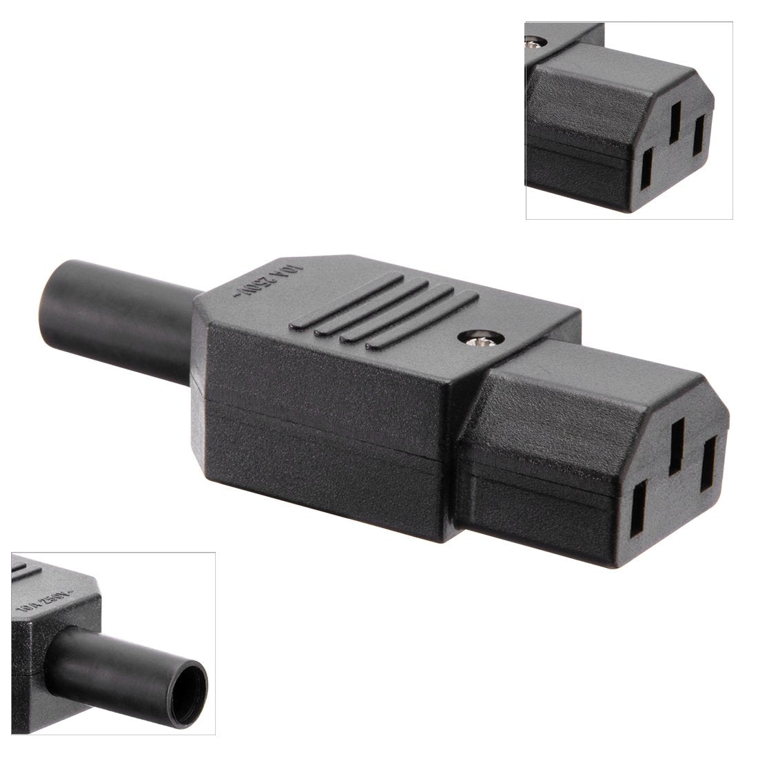 MX 1655 10A Female 3 Terminals IEC320 C13 Power Adapter Connector (3 PCS)