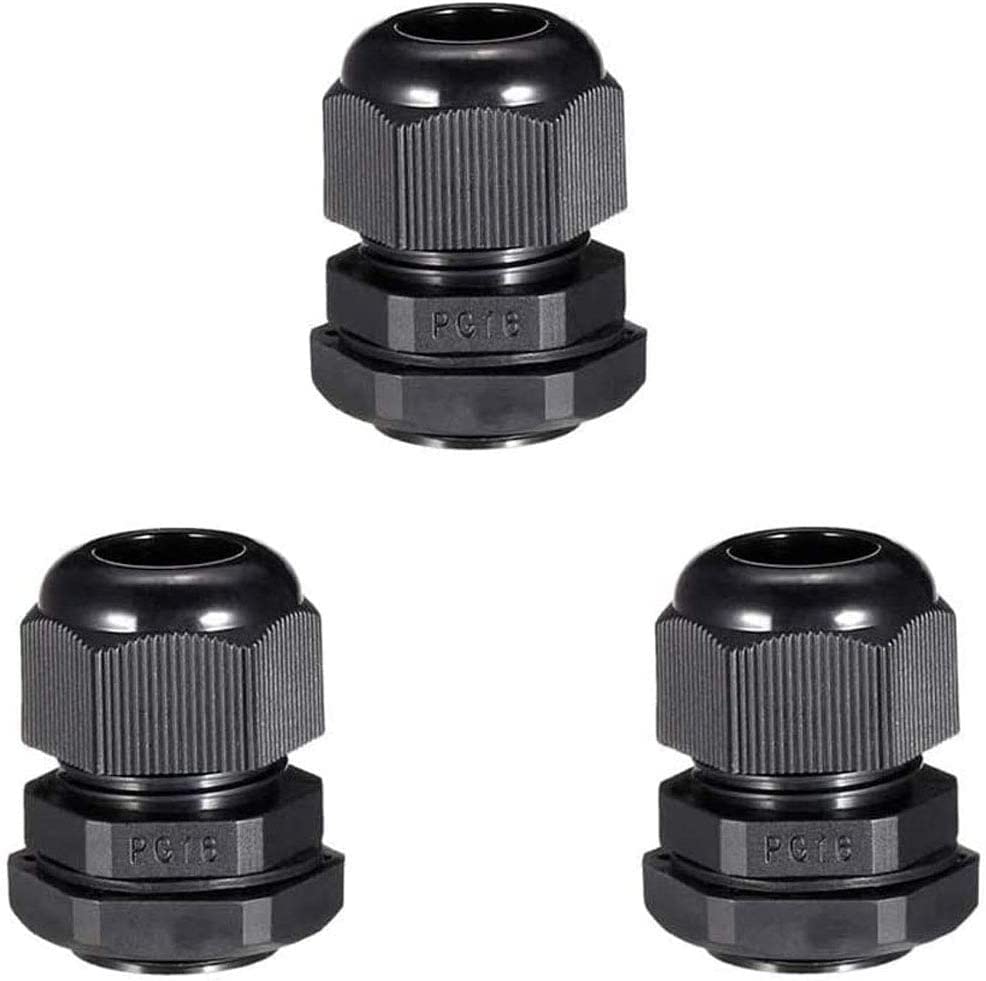 JAMPS Plastic Adjustable IP68 Waterproof Black Cable Glands Joints (PG 16, 50)