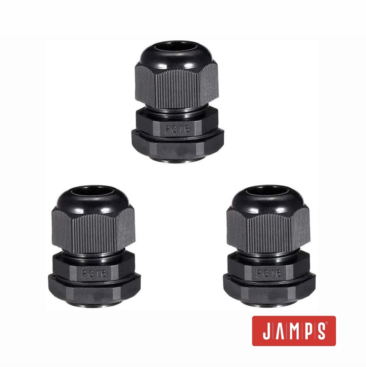 JAMPS Plastic Adjustable IP68 Waterproof Black Cable Glands Joints (PG 16, 50)