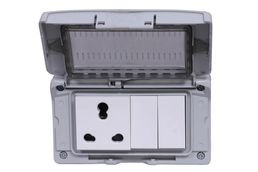 JAMPS Legrand Plexo Box 4 Module Waterproof Enclosure with 2 16A Socket |Combi Box|