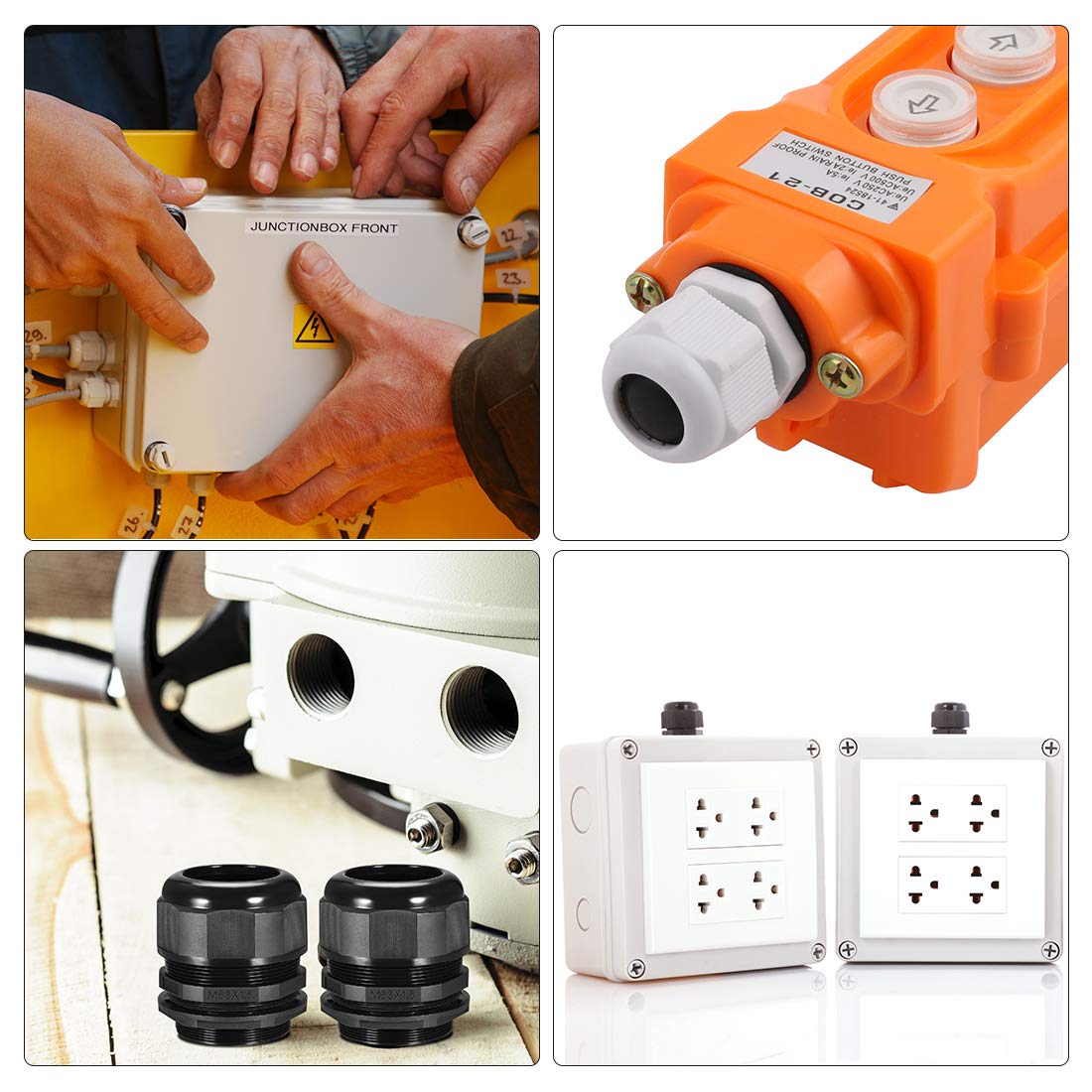 JAINSON 10Pcs M25 Plastic Cable Gland Waterproof Connector for 9mm-17mm Dia Wires