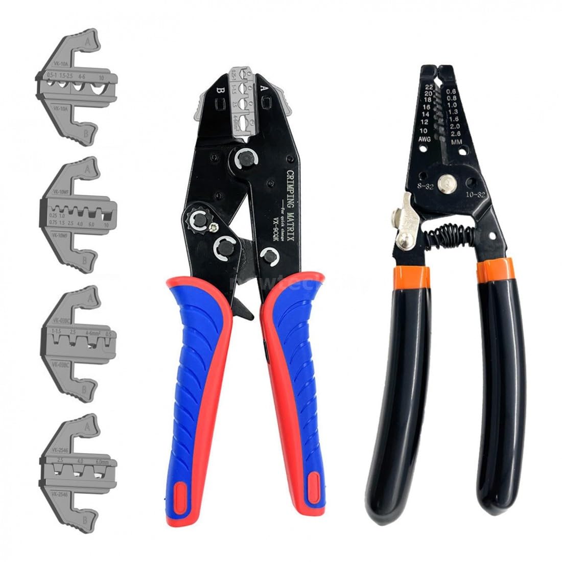 JAINSON INDRA 7-Piece Quick Change Crimping Tool Kit, Ratcheting Wire Stripper, Cable Terminal Crimper Pliers for MC4, Ferrules, Nylon, Insulated/Non-Insulated Terminals, Heat Shrink Connectors