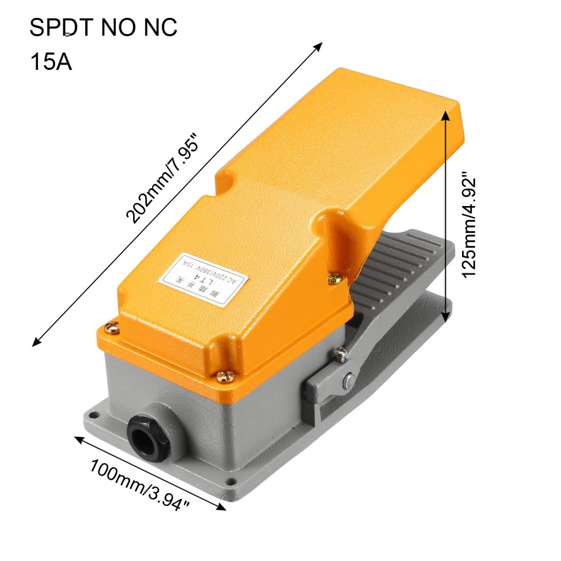 Resonance LT4 SPDT NO NC 15A Aluminum Case Industrial Electric Foot Pedal Switch with Guard