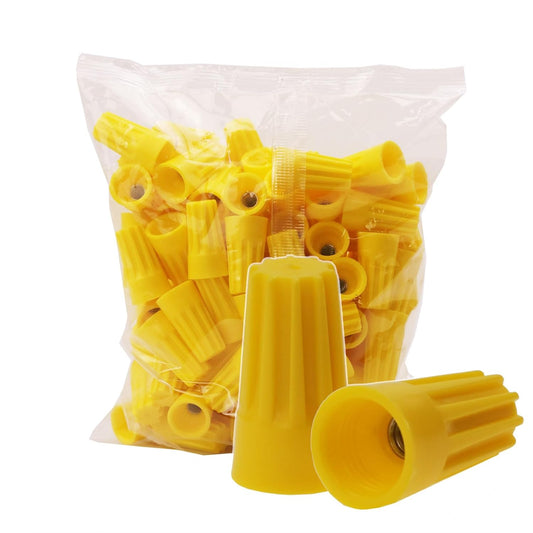JAMPS 100pcs SP4 Yellow Electrical Wire Connectors Screw Terminals, 18-12 AWG Spring Insert Twist Nuts Caps Connection Assortment Set, Portable Wire Caps for Quick Connection